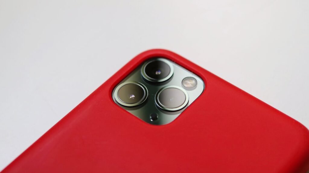 Close-up of a smartphone camera lens