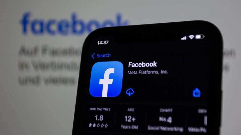 Facebook app open on a smartphone