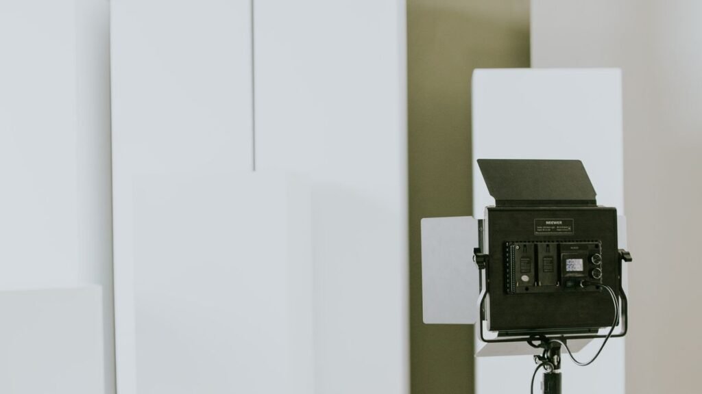 Studio lighting setup for filming video at home