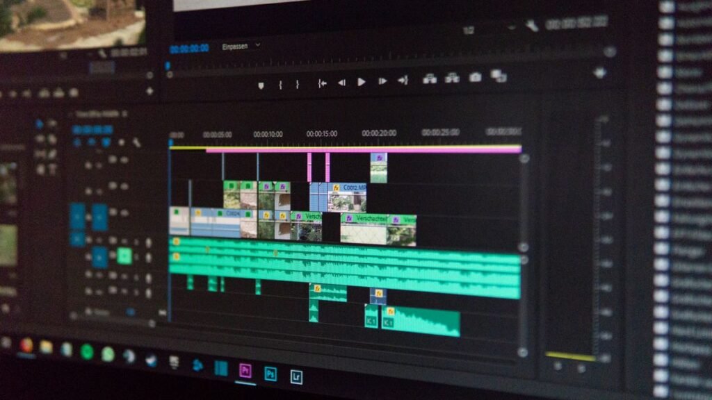 Video editing timeline on a computer screen