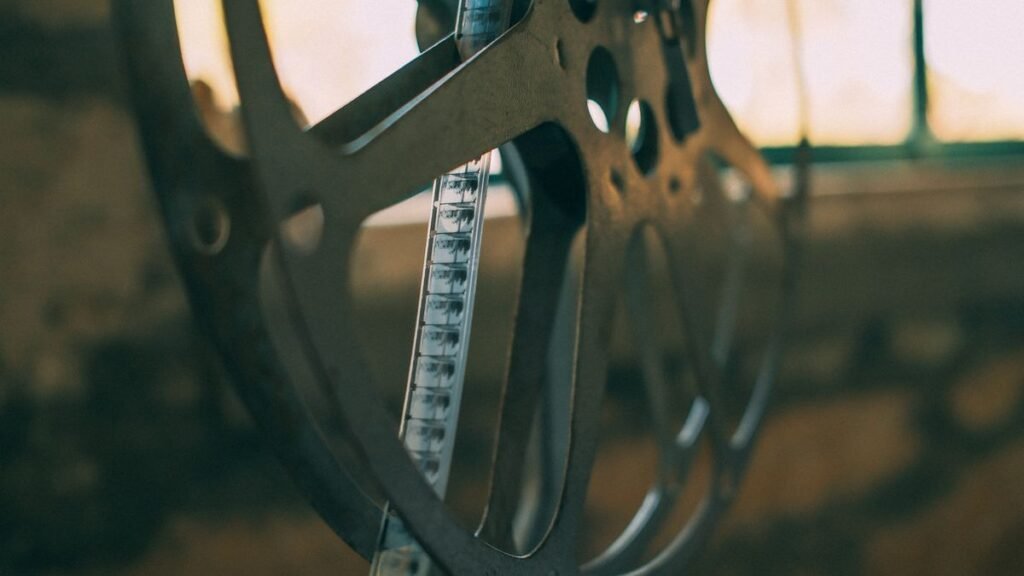 Vintage film reel representing video copyright and licensing